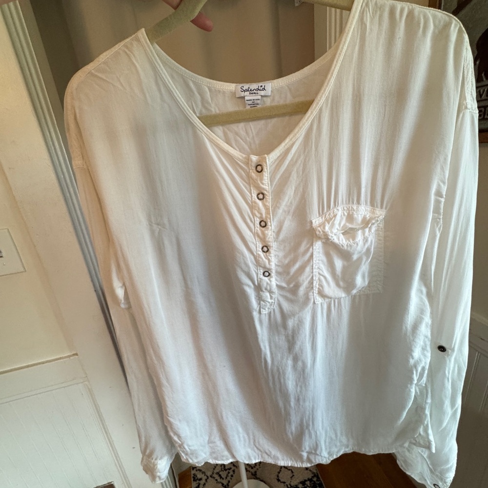 Splendid Cream Button-Front Blouse